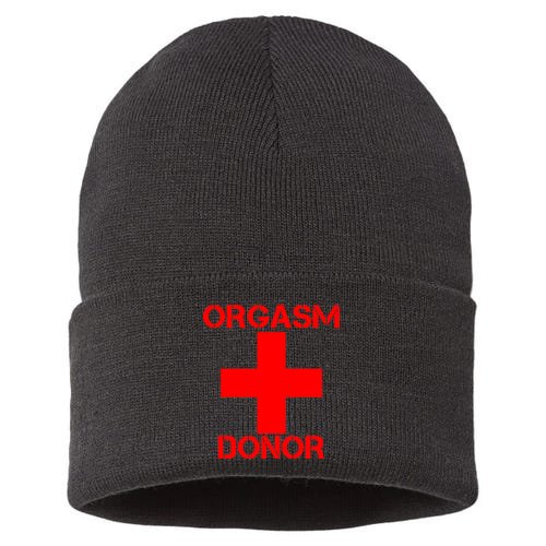 Orgasm Donor Red Imprint Sustainable Knit Beanie