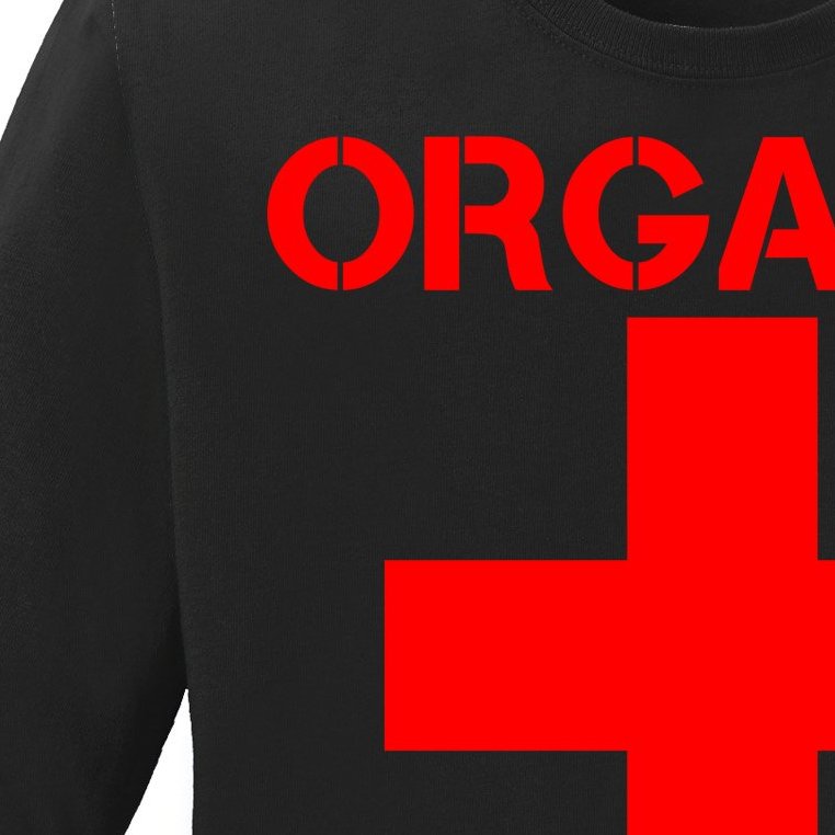 Orgasm Donor Red Imprint Ladies Missy Fit Long Sleeve Shirt