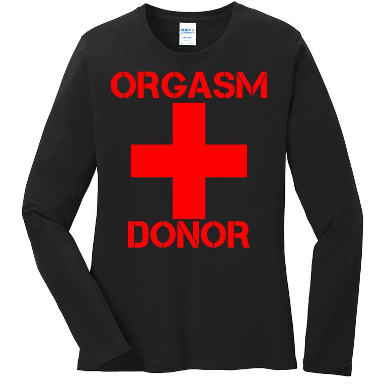 Orgasm Donor Red Imprint Ladies Missy Fit Long Sleeve Shirt