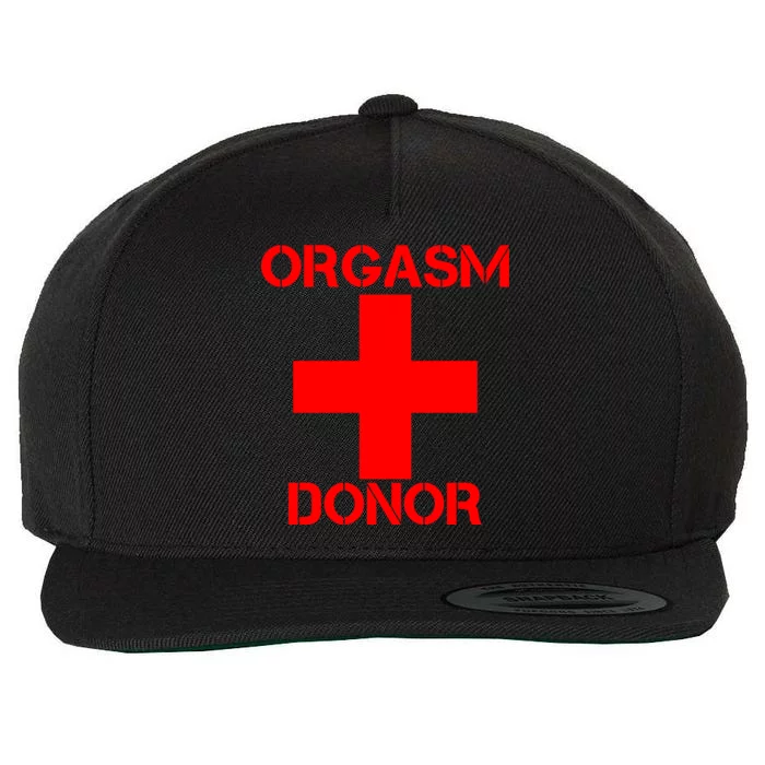 Orgasm Donor Red Imprint Wool Snapback Cap