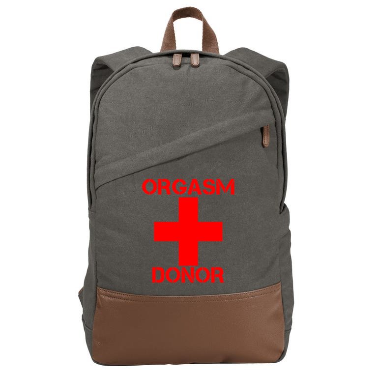 Orgasm Donor Red Imprint Cotton Canvas Backpack