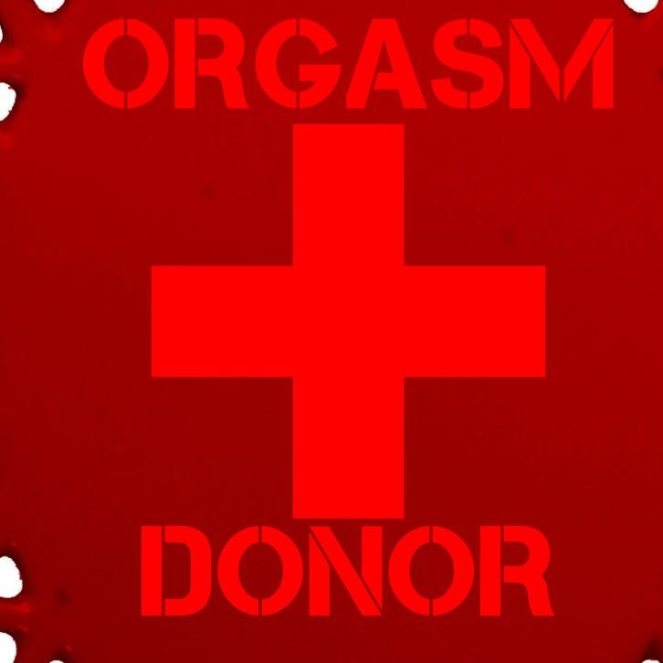 Orgasm Donor Red Imprint Oval Ornament