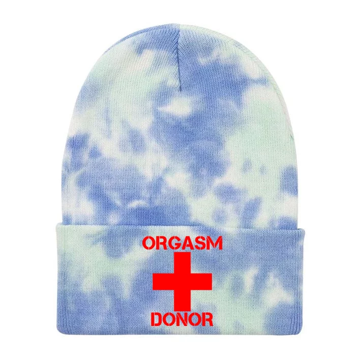 Orgasm Donor Red Imprint Tie Dye 12in Knit Beanie