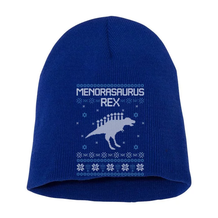 Orasaurus Rex Hanukkah Dinosaur Ugly Christmas Sweater Cool Gift Short Acrylic Beanie