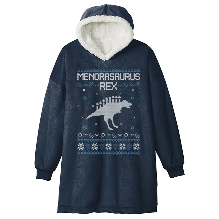 Orasaurus Rex Hanukkah Dinosaur Ugly Christmas Sweater Cool Gift Hooded Wearable Blanket