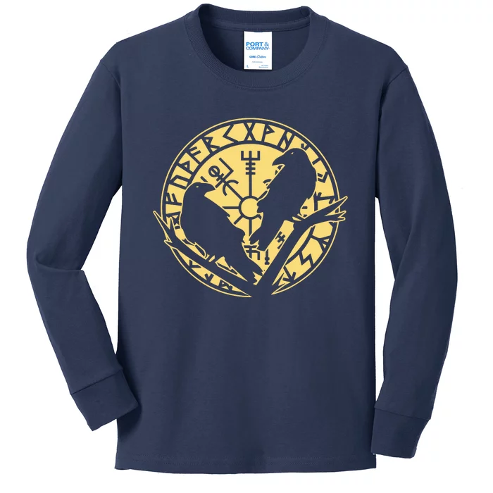 Odin Raven Huginn & Muninn Kids Long Sleeve Shirt