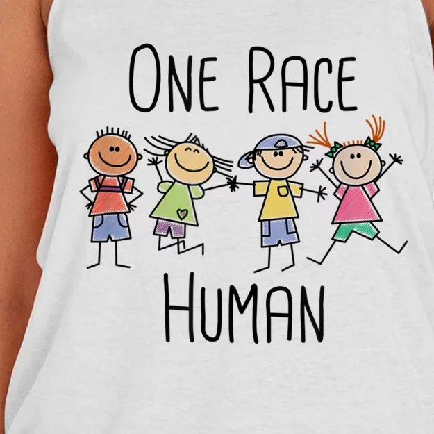 One Race Human Anti Racism Diversity Day Women's Knotted Racerback Tank