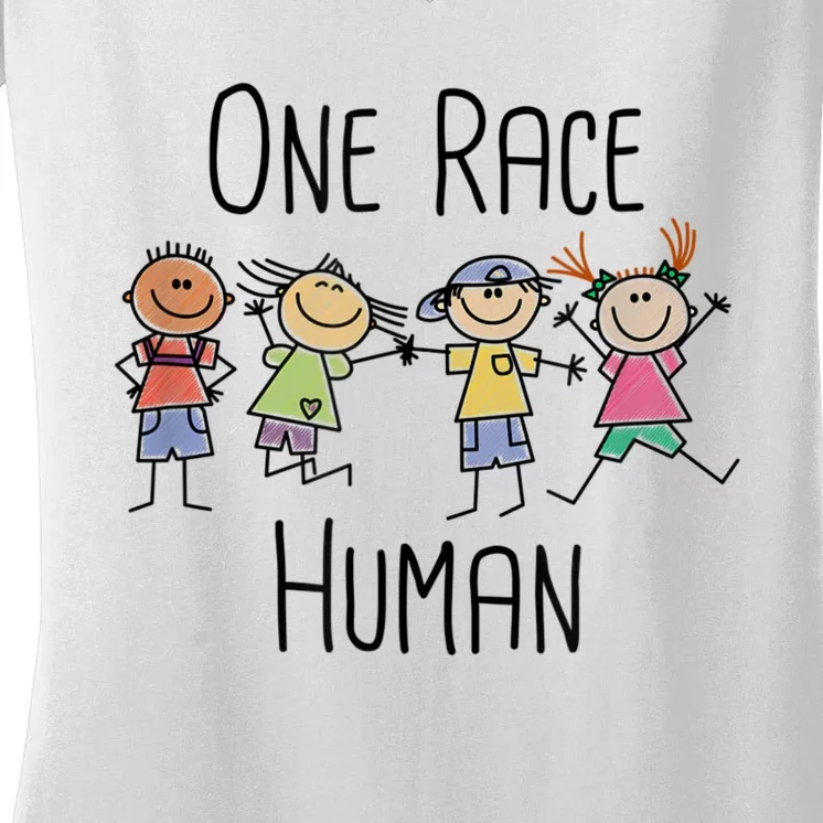 One Race Human Anti Racism Diversity Day Women's V-Neck T-Shirt