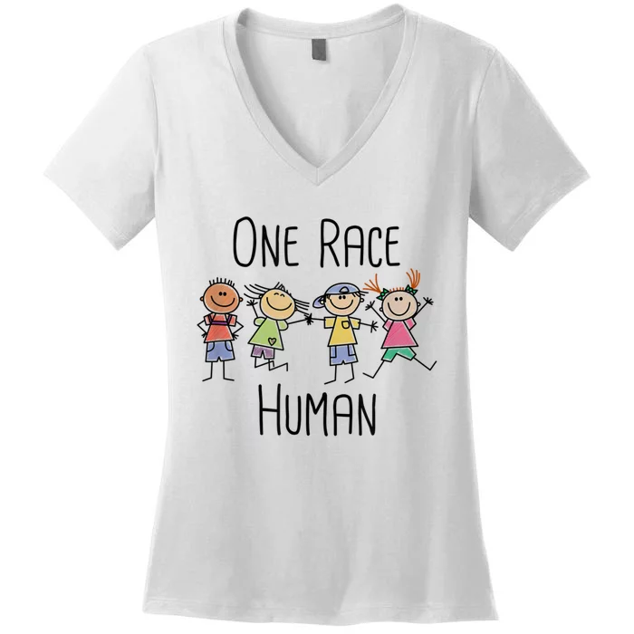 One Race Human Anti Racism Diversity Day Women's V-Neck T-Shirt