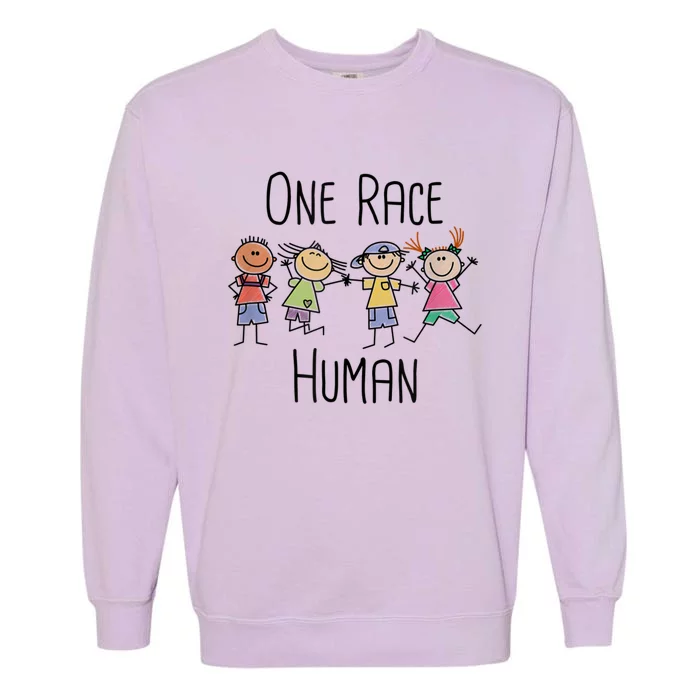 One Race Human Anti Racism Diversity Day Garment-Dyed Sweatshirt