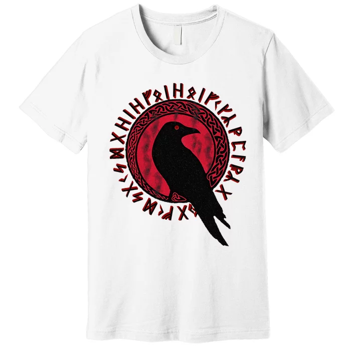 Odin Raven Huginn & Muninn Vegvisir Vikings Myth Premium T-Shirt