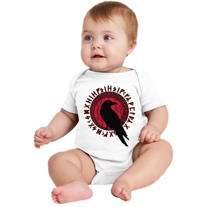 Odin Raven Huginn & Muninn Vegvisir Vikings Myth Baby Bodysuit