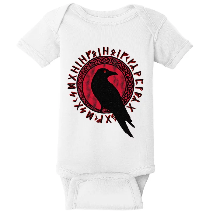 Odin Raven Huginn & Muninn Vegvisir Vikings Myth Baby Bodysuit