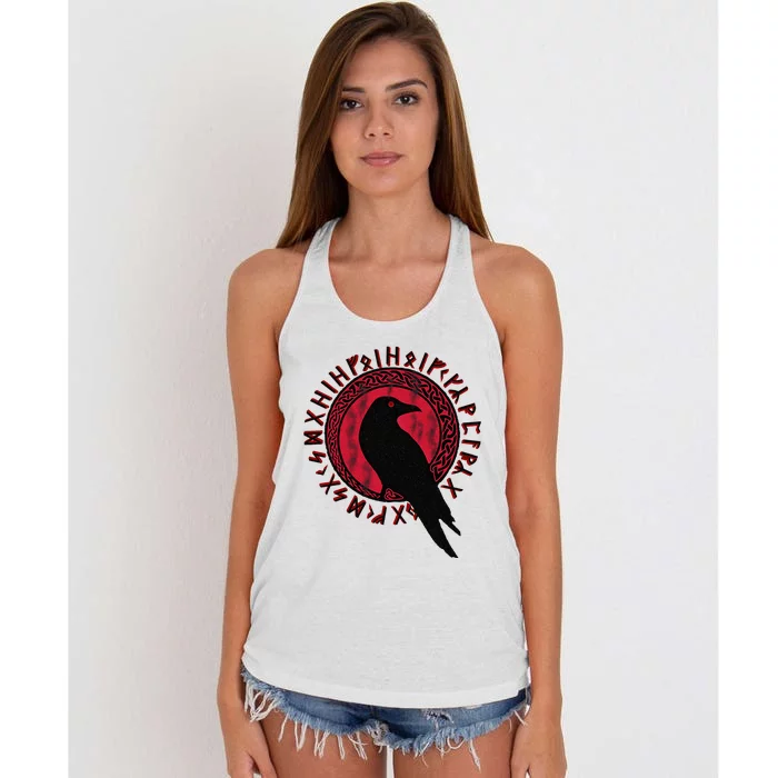 Odin Raven Huginn & Muninn Vegvisir Vikings Myth Women's Knotted Racerback Tank