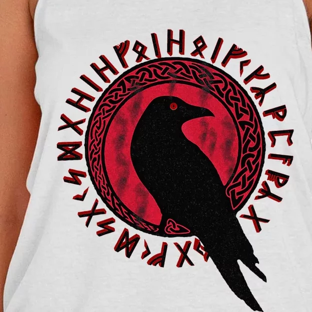 Odin Raven Huginn & Muninn Vegvisir Vikings Myth Women's Knotted Racerback Tank