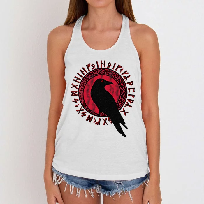 Odin Raven Huginn & Muninn Vegvisir Vikings Myth Women's Knotted Racerback Tank