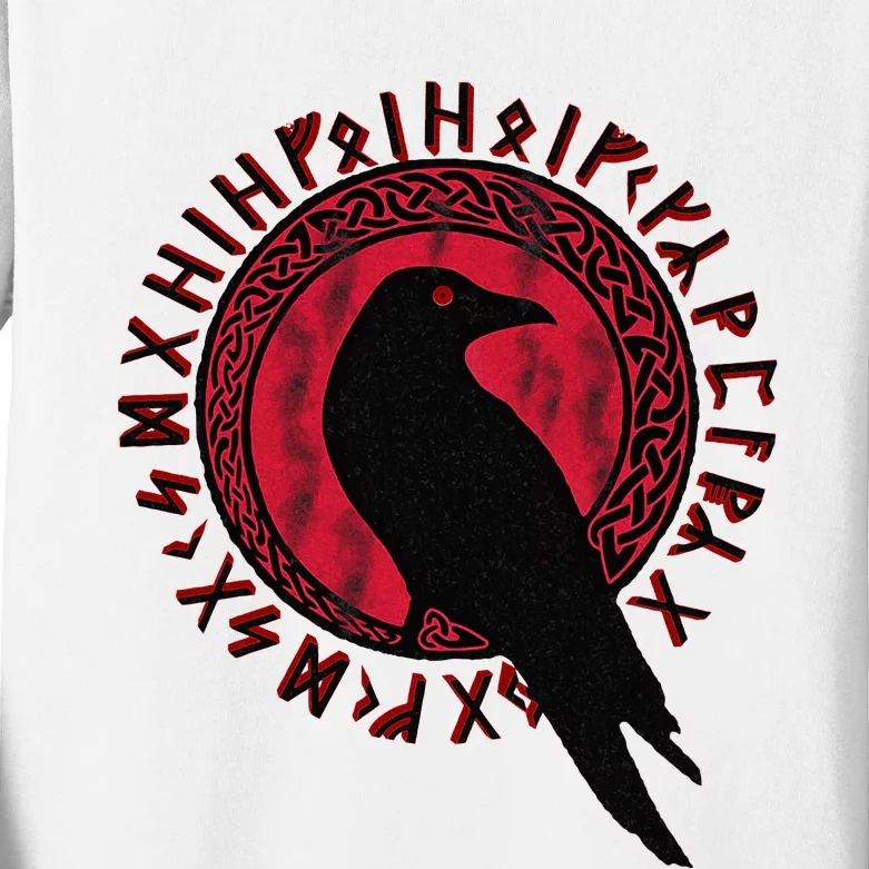 Odin Raven Huginn & Muninn Vegvisir Vikings Myth Kids Long Sleeve Shirt