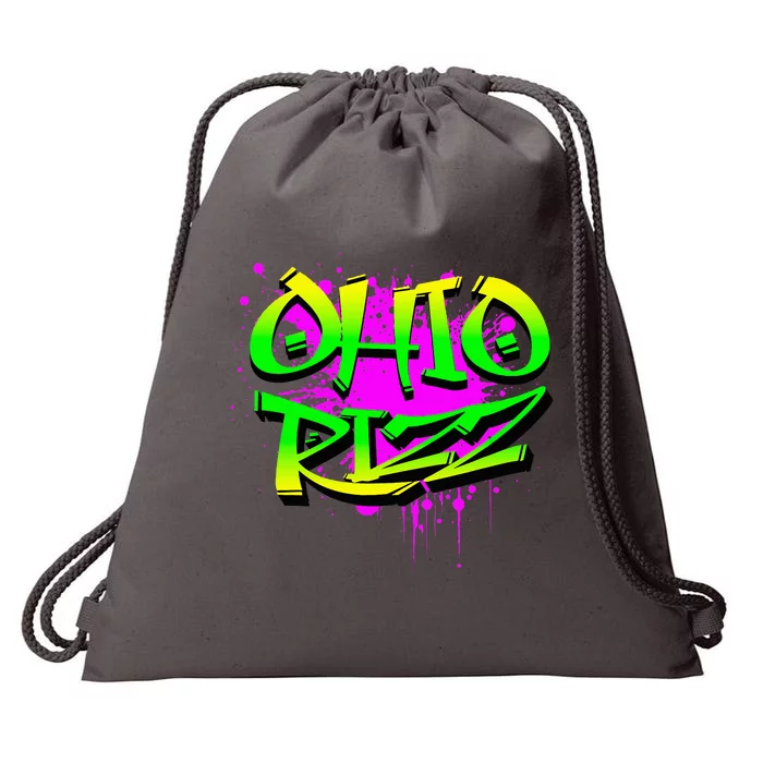 Ohio Rizz Ironic Meme Graffiti Rizzler Brainrot Quote Drawstring Bag