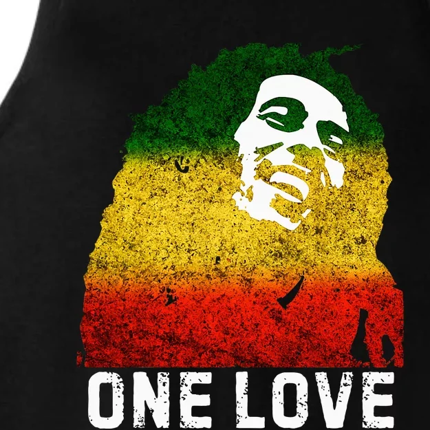 One Reggae Love Reggae Music Rastafarian Jamaica Rock Roots Ladies Tri-Blend Wicking Tank