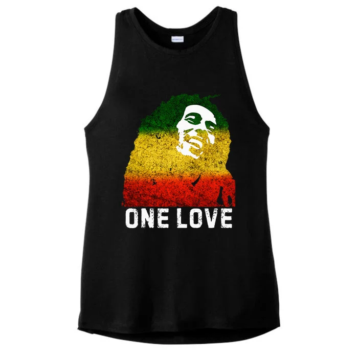 One Reggae Love Reggae Music Rastafarian Jamaica Rock Roots Ladies Tri-Blend Wicking Tank