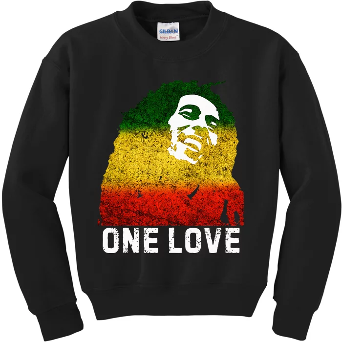 One Reggae Love Reggae Music Rastafarian Jamaica Rock Roots Kids Sweatshirt