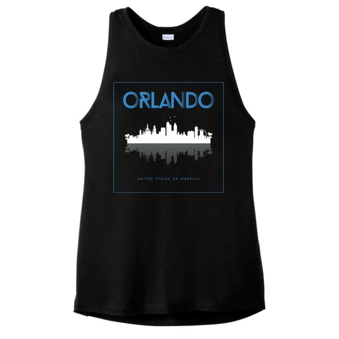 Orlando Florida City Skyline Ladies Tri-Blend Wicking Tank