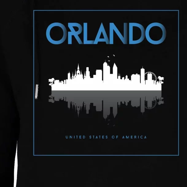 Orlando Florida City Skyline Womens Funnel Neck Pullover Hood