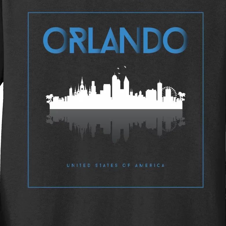 Orlando Florida City Skyline Kids Long Sleeve Shirt