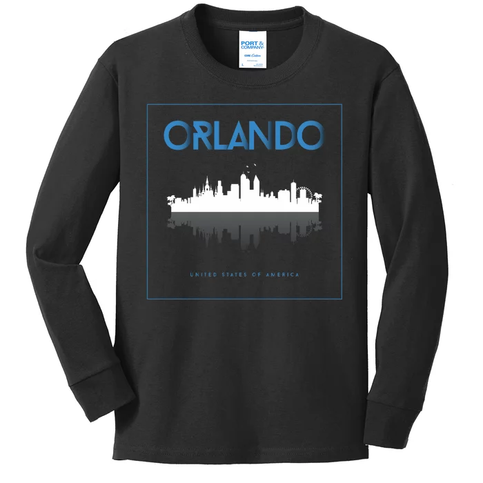 Orlando Florida City Skyline Kids Long Sleeve Shirt