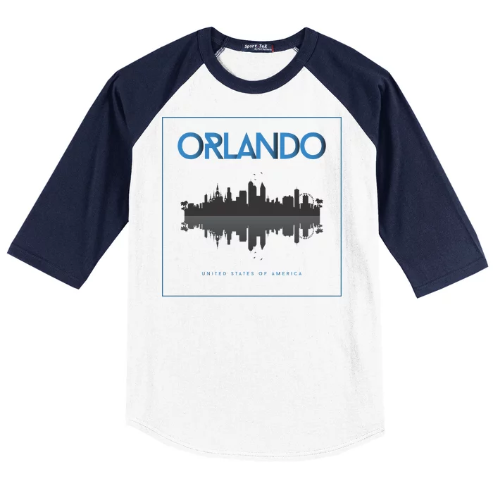 Orlando Florida City Skyline Baseball Sleeve Shirt