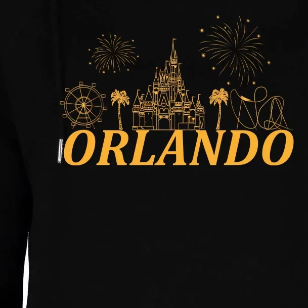 Orlando Florida Gold Logo Womens Funnel Neck Pullover Hood