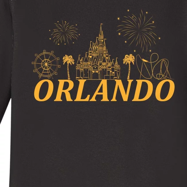 Orlando Florida Gold Logo Baby Long Sleeve Bodysuit