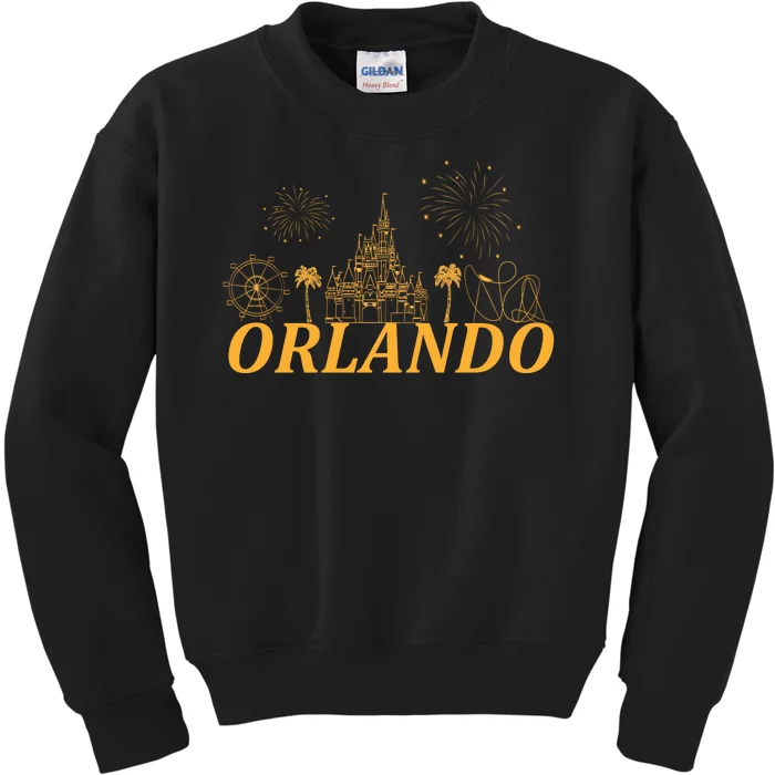 Orlando Florida Gold Logo Kids Sweatshirt