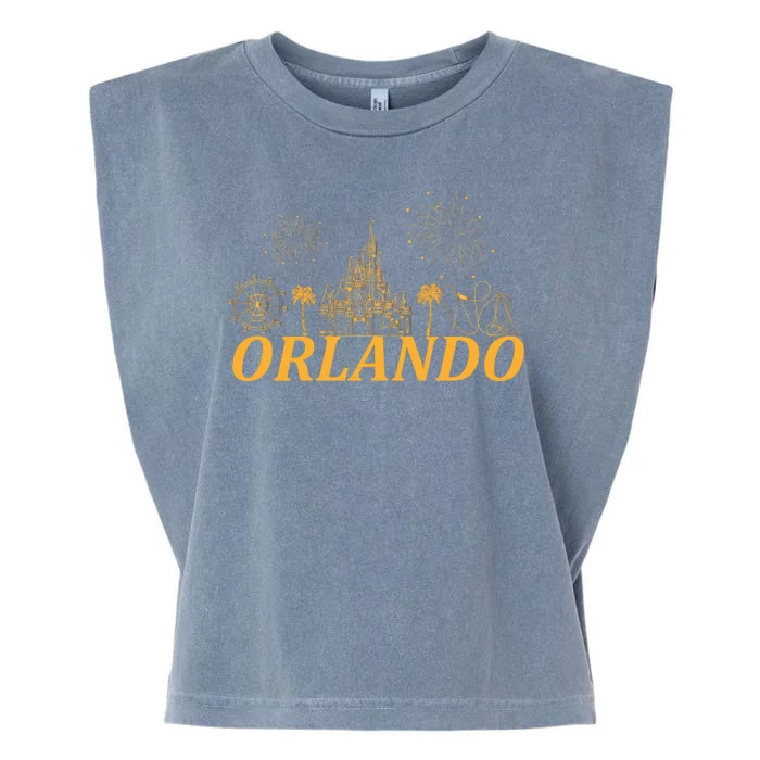 Orlando Florida Gold Logo Garment-Dyed Women's Muscle Tee