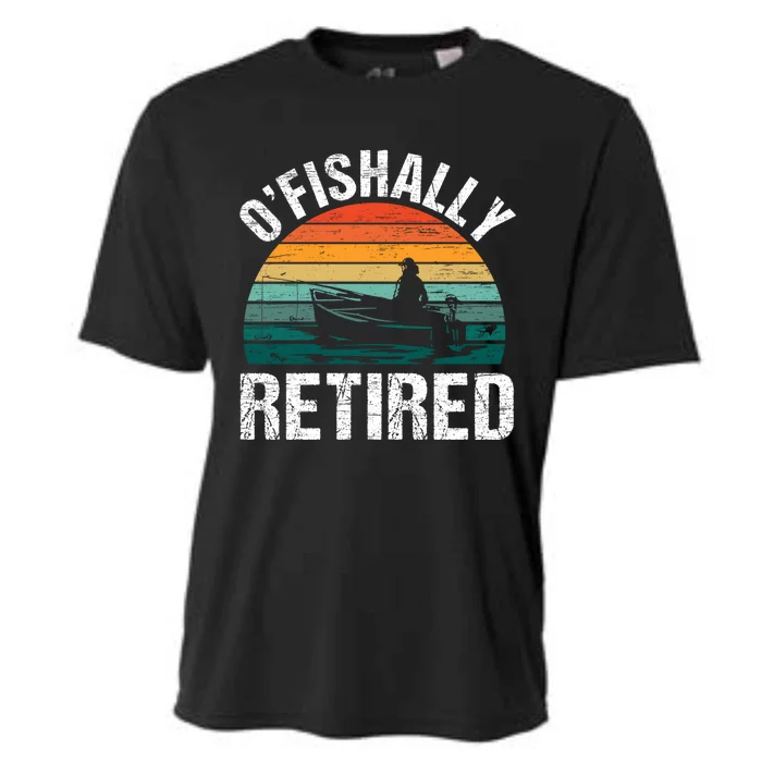 Ofishally Retired Made Fisherman Fishing Funny Gift Cooling Performance Crew T-Shirt