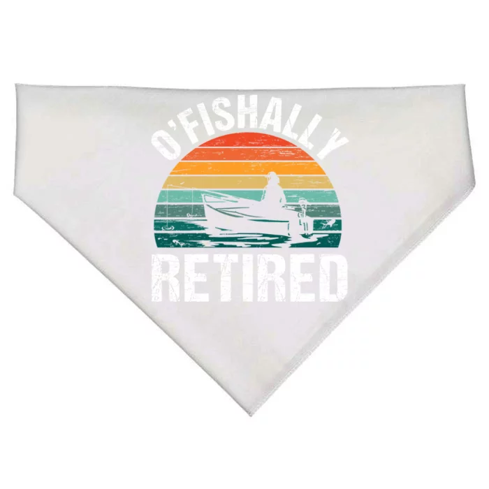 Ofishally Retired Made Fisherman Fishing Funny Gift USA-Made Doggie Bandana