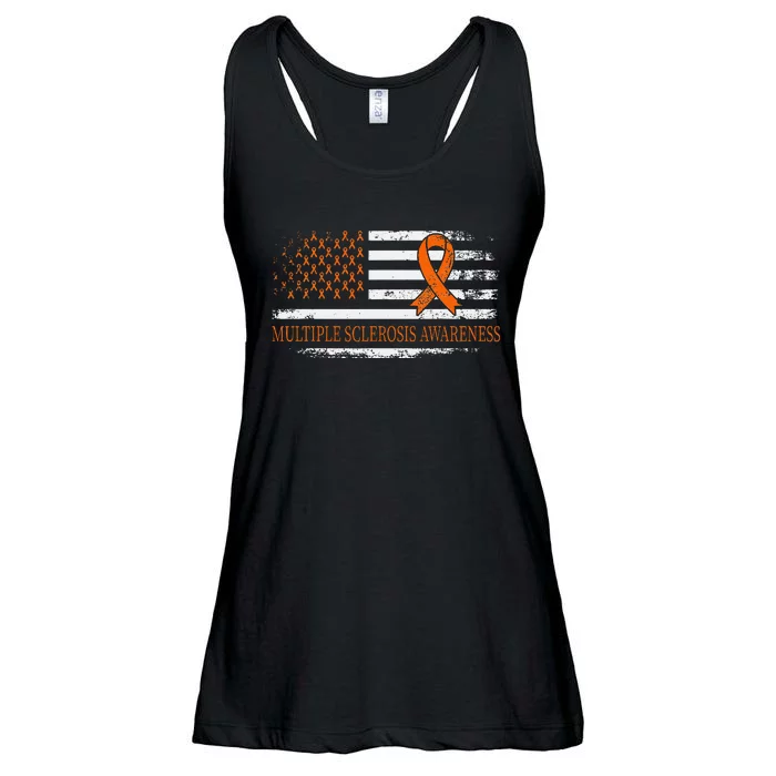 Orange Ribbon Ms Multible Sclerosis Awareness Ladies Essential Flowy Tank