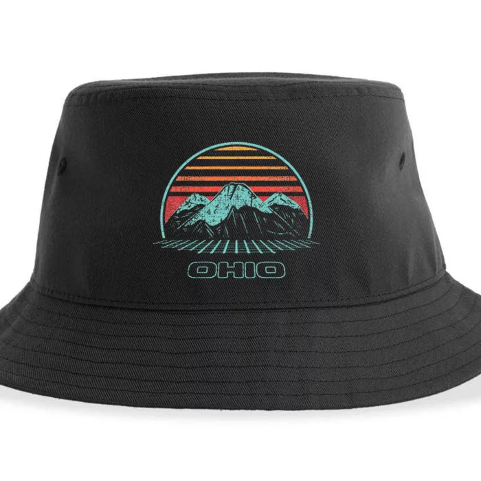 Ohio Retro Mountain Hiking 80s Style Sustainable Bucket Hat