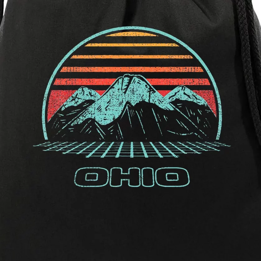 Ohio Retro Mountain Hiking 80s Style Drawstring Bag