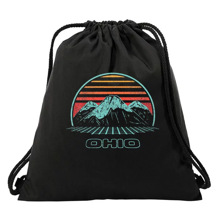 Ohio Retro Mountain Hiking 80s Style Drawstring Bag