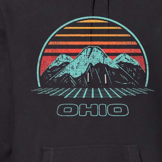 Ohio Retro Mountain Hiking 80s Style Premium Hoodie