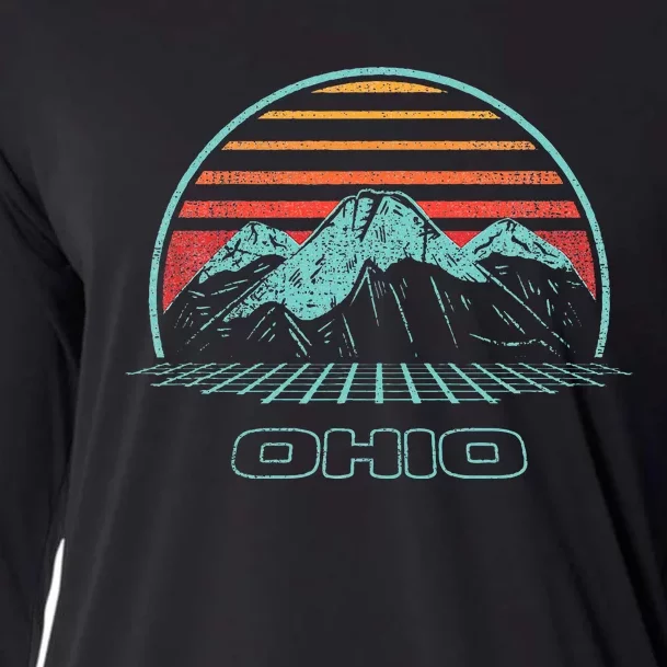 Ohio Retro Mountain Hiking 80s Style Cooling Performance Long Sleeve Crew