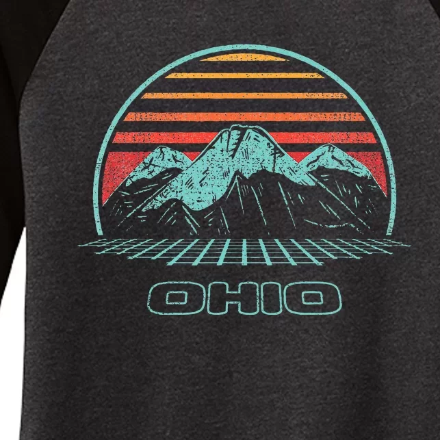 Ohio Retro Mountain Hiking 80s Style Women's Tri-Blend 3/4-Sleeve Raglan Shirt