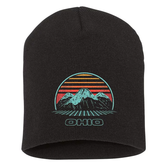 Ohio Retro Mountain Hiking 80s Style Short Acrylic Beanie