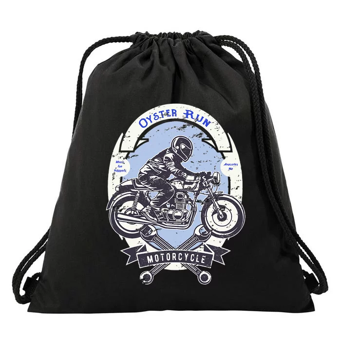 Oyster Run Motorcycle Rally Anacortes Washington Drawstring Bag