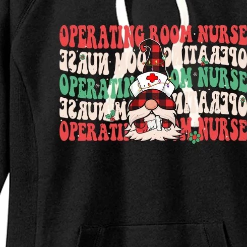 Operating Room Nurse Groovy Christmas Gnome Er Or Nurse Gift Women's Fleece Hoodie