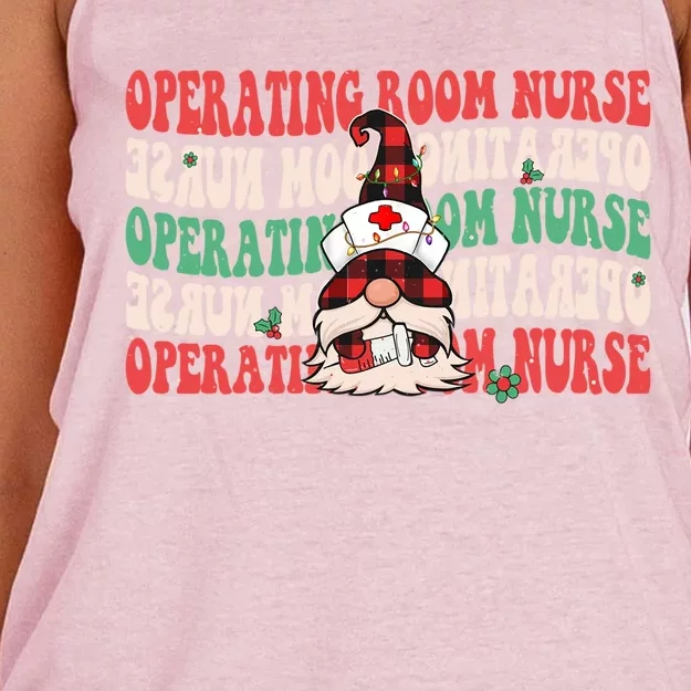 Operating Room Nurse Groovy Christmas Gnome Er Or Nurse Gift Women's Knotted Racerback Tank