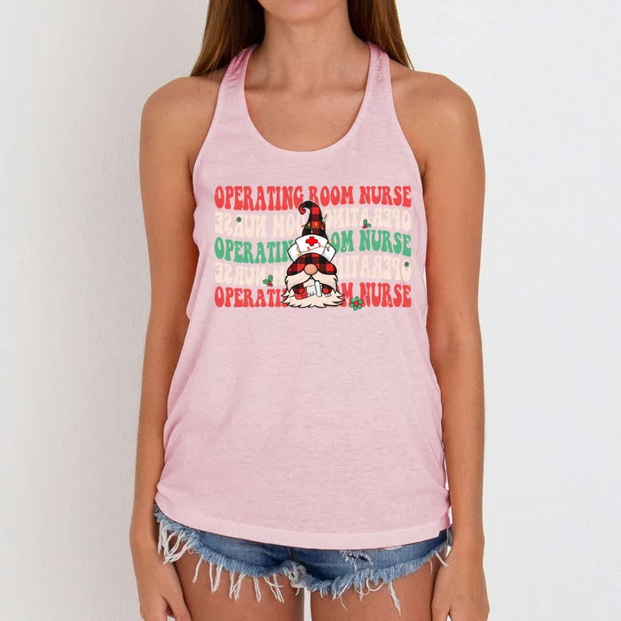 Operating Room Nurse Groovy Christmas Gnome Er Or Nurse Gift Women's Knotted Racerback Tank