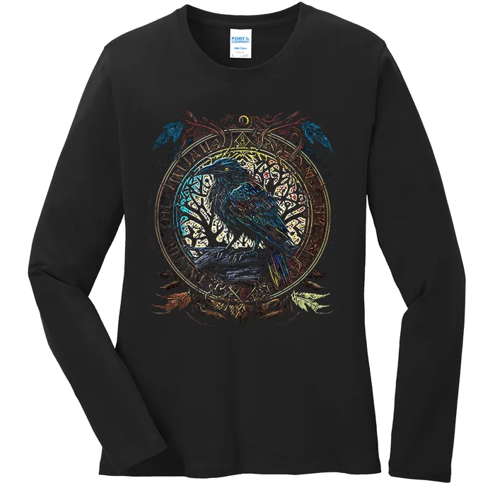 OdinS Raven Northman Valhalla Norse Mythology Ladies Long Sleeve Shirt