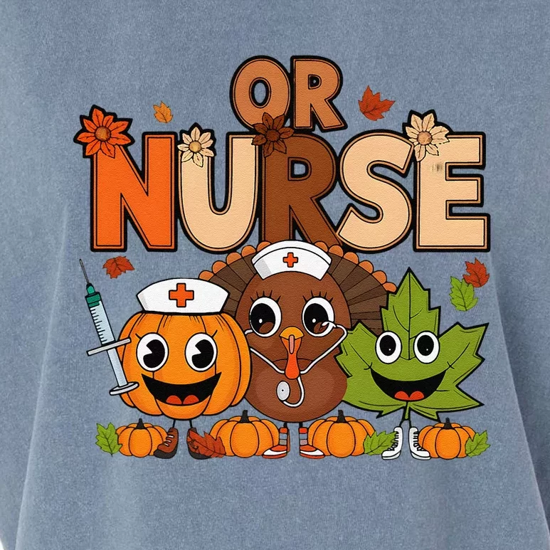 Operating Room Nurse Fall Thanksgiving Pumpkin And Turkey Garment-Dyed Women's Muscle Tee